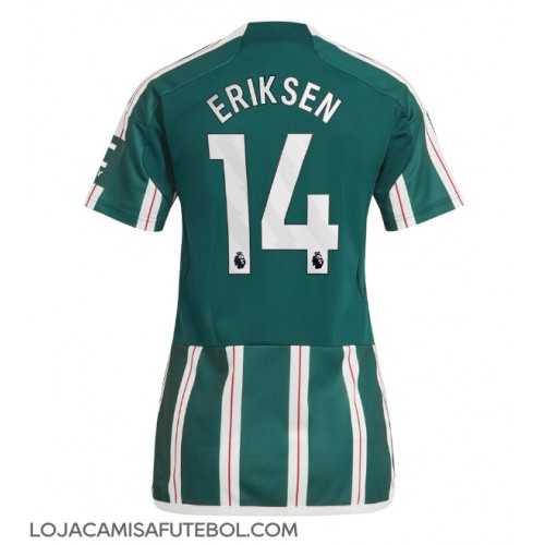 Camisa de Futebol Manchester United Christian Eriksen #14 Equipamento Secundário Mulheres 2023-24 Manga Curta